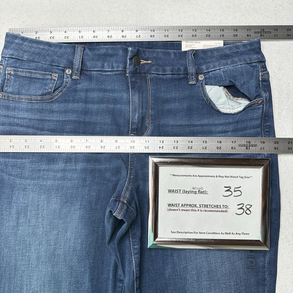 American Eagle Jeans 16 Curvy Lowrise Kick Bootcut Next Level Blue Denim NEW - Picture 5 of 10